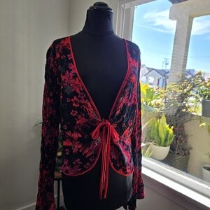 Free People Venice Floral Tie Front Top